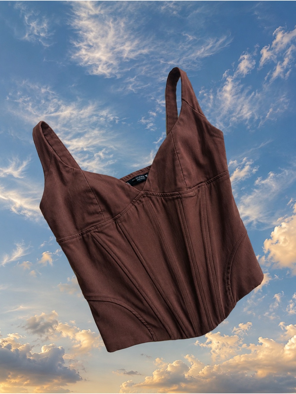 Zara Brown Structured Corset Camisole